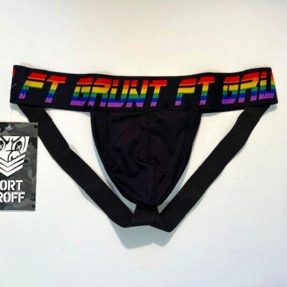 FORT TROFF Size L Grunt PRIDE Athletic Supporter- Black/PRIDE Colors - Jock - Picture 4 of 9